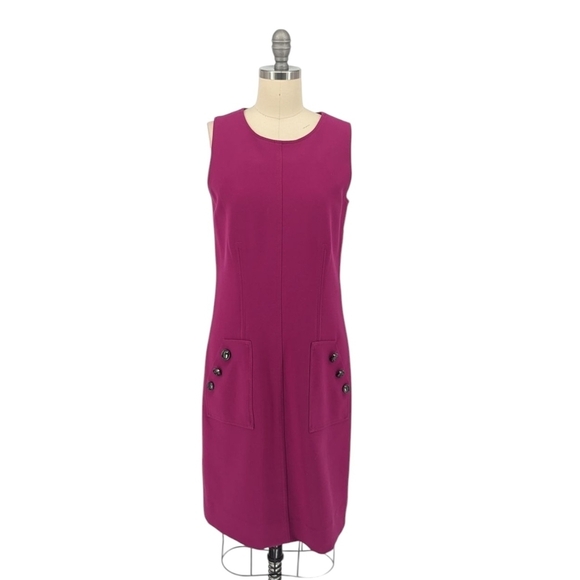 etcetera Pocket Mod Sheath Dress Pink Purple 2 preppy Business casual classic - Picture 1 of 7